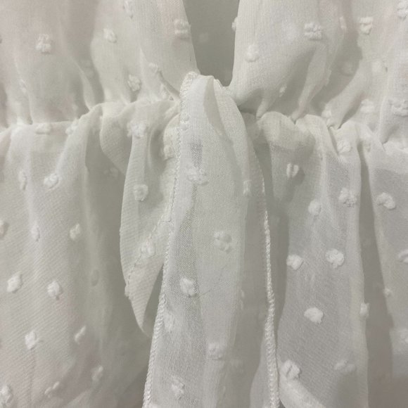 Women's Tie Knot Long Sleeve Deep V Neck Shirt - Picture 3 of 3